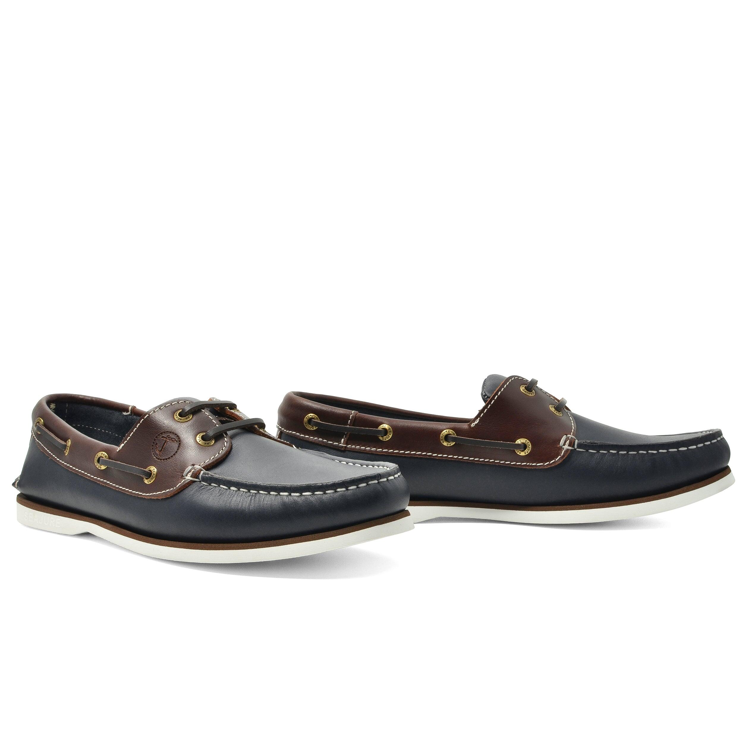 Chaussures Bateau Gonone Homme Bleu Marine et Marron Cuir 3/5