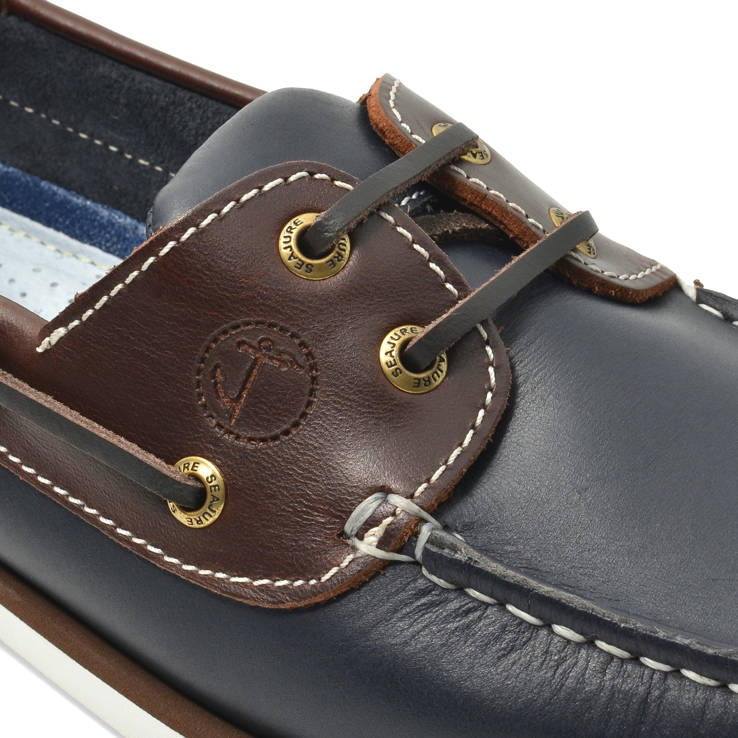 Chaussures Bateau Gonone Homme Bleu Marine et Marron Cuir 5/5