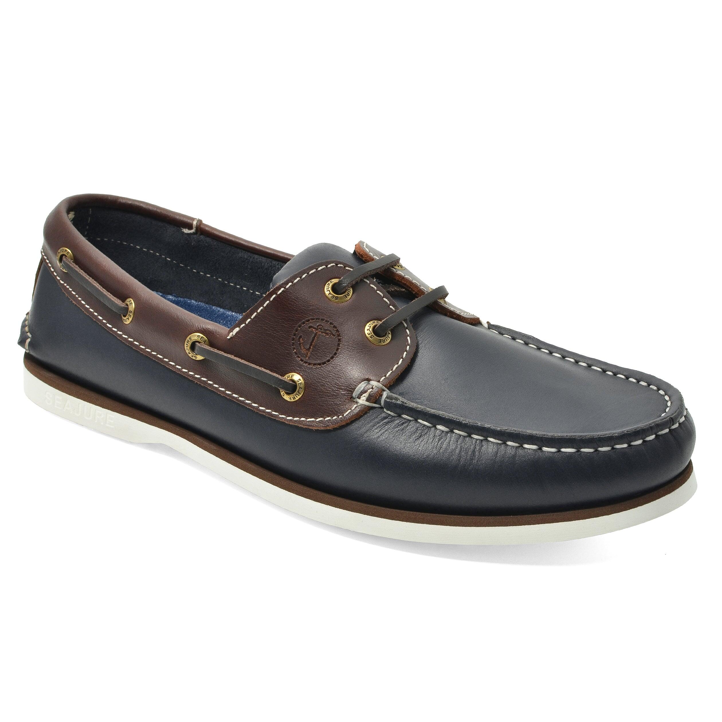 SEAJURE Scarpe da Barca Gonone Uomo Blu Navy e Marrone Pelle