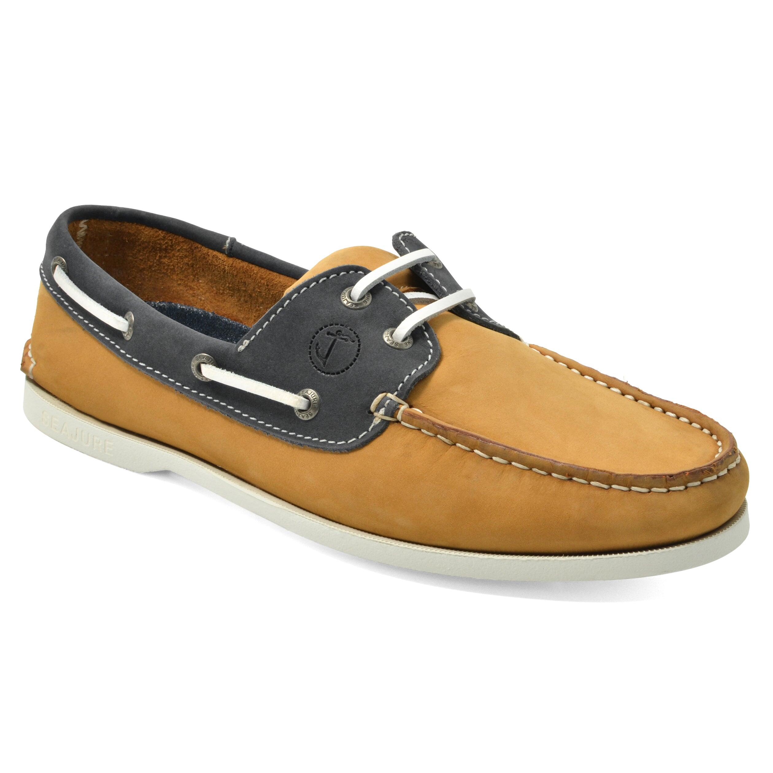 Zapatos Náuticos Seajure Elafonissi Hombre Camel y Azul Cuero Nobuck 1/5