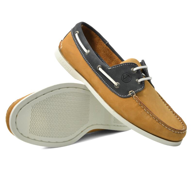 Sapatos de Vela Elafonissi Homem Camel e Azul Nubuck