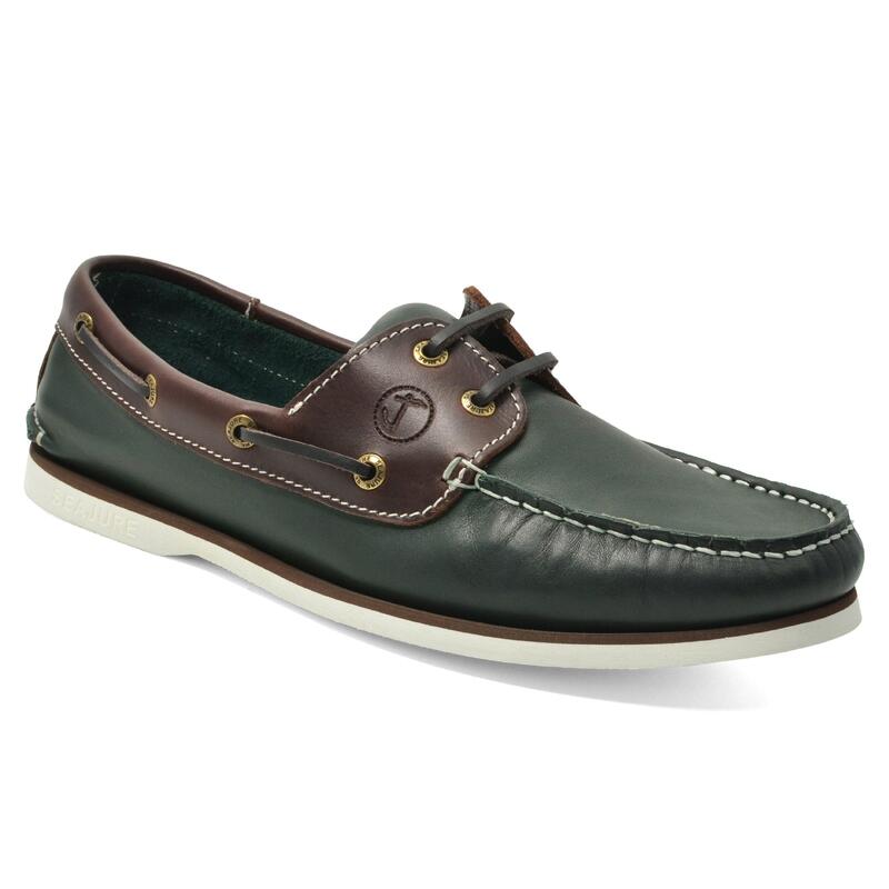 Chaussures Bateau Guayedra Homme Vert et Marron Cuir