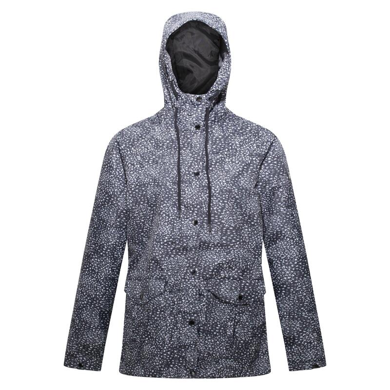 Chaqueta Impermeable Bayarma Abstracto para Mujer Negro