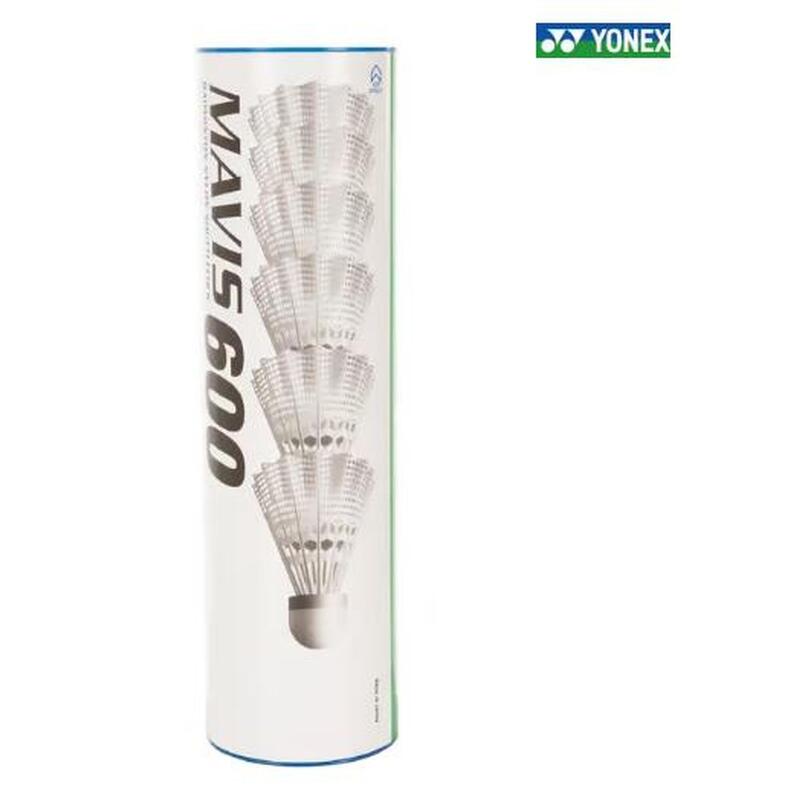 Koker met 6 Yonex Mavis 600-badmintonshuttles