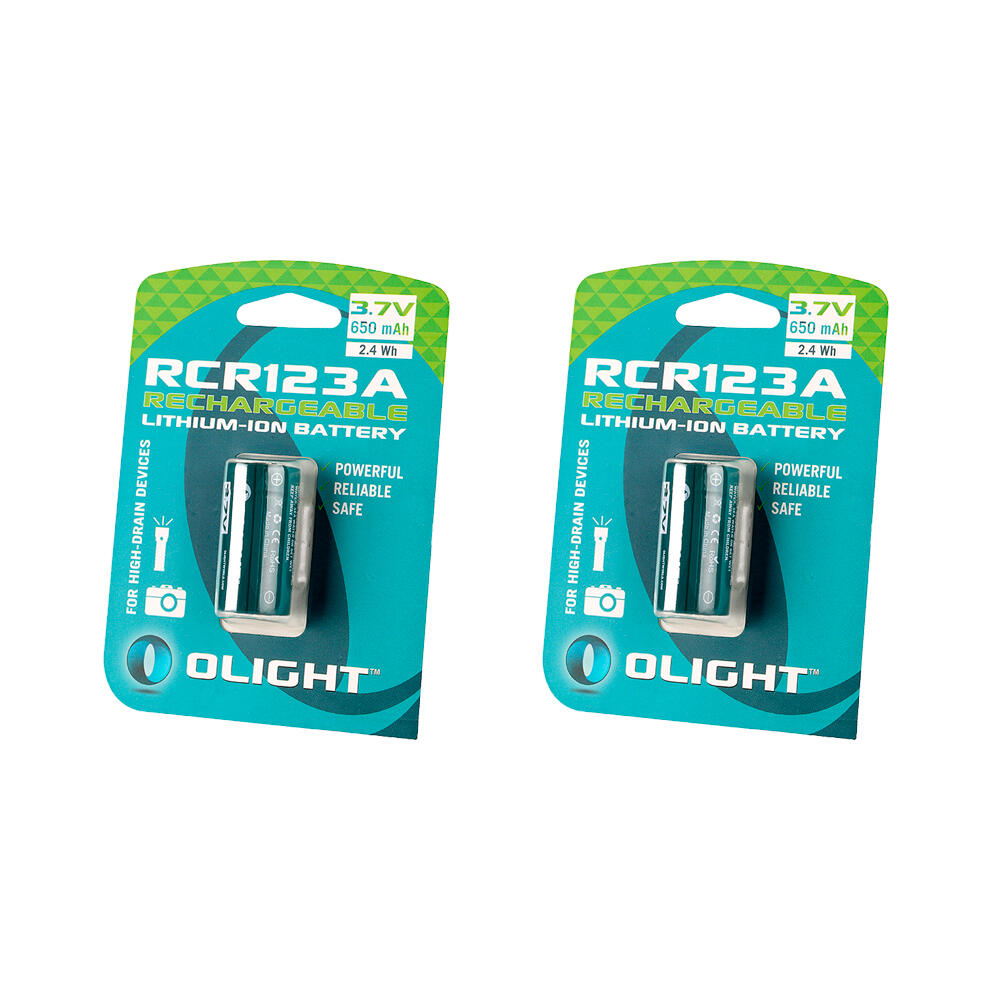 OLIGHT Pack De 2 Pilas Recargables, Olight RCR123A, 3.7V, 650 mAh