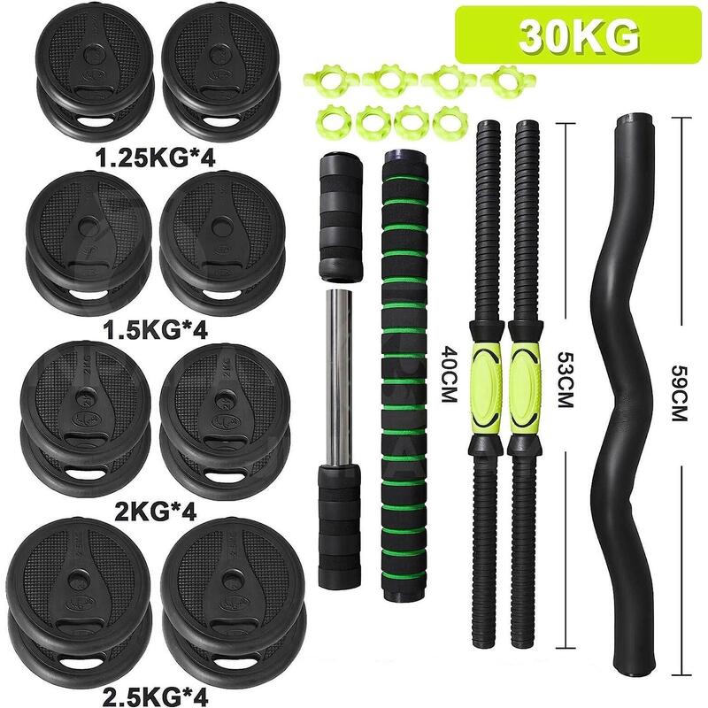 Juego Kit 30 kg de Mancuernas 4 en 1 MultiFit