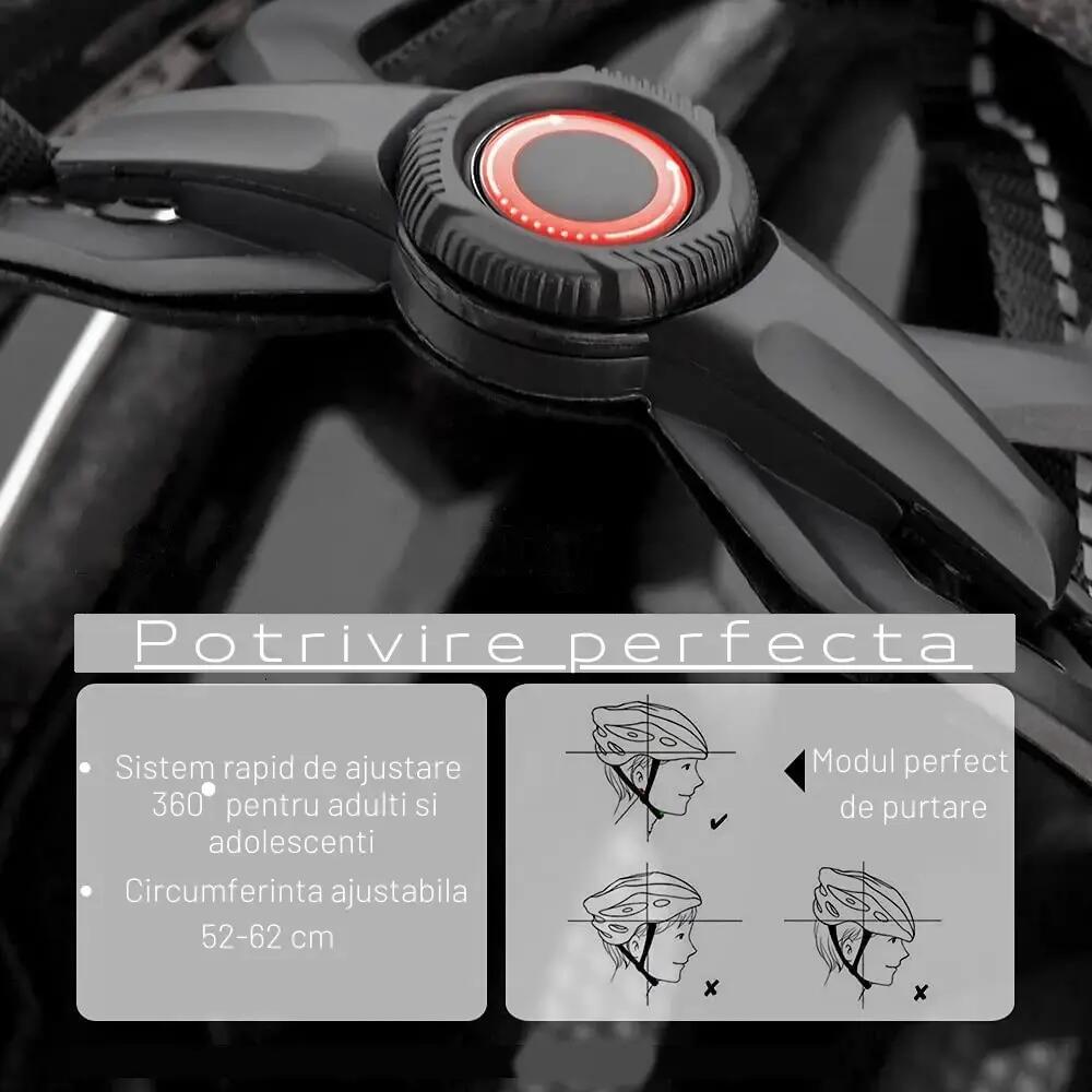 Casca protectie bicicleta, aerodinamica, viziera magnetica detasabila, stop led 7/7