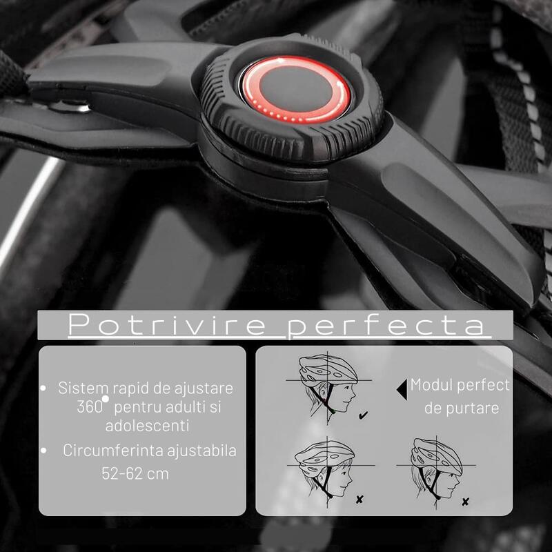Casca protectie bicicleta, aerodinamica, viziera magnetica detasabila, stop led