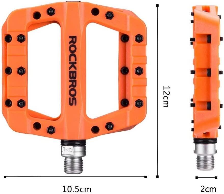 Pédales Vélo Plates pour VTT BMX en Nylon 9/16 Anti-Glissant Orange 2/8