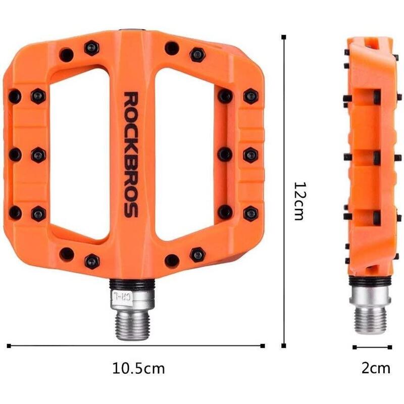 Pédales Vélo Plates pour VTT BMX en Nylon 9/16 Anti-Glissant Orange