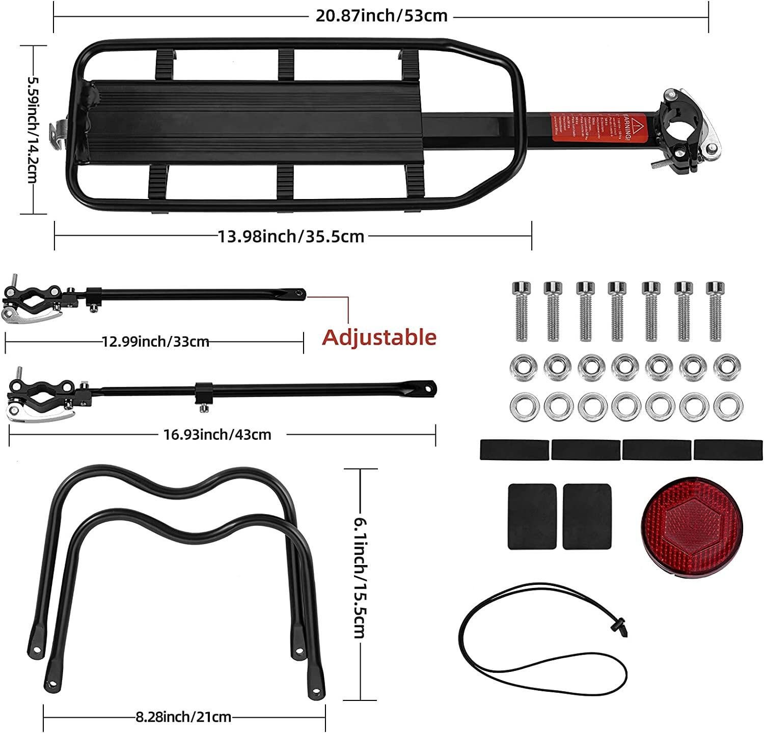 Bagagedragers Fiets Bagagedrager Quick Release met Reflector 24-29 inch 2/7
