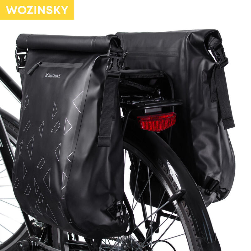Torba rowerowa 2x Wozinsky wodoszczelny ze stelażem plecak rowerowy 2w1 23l