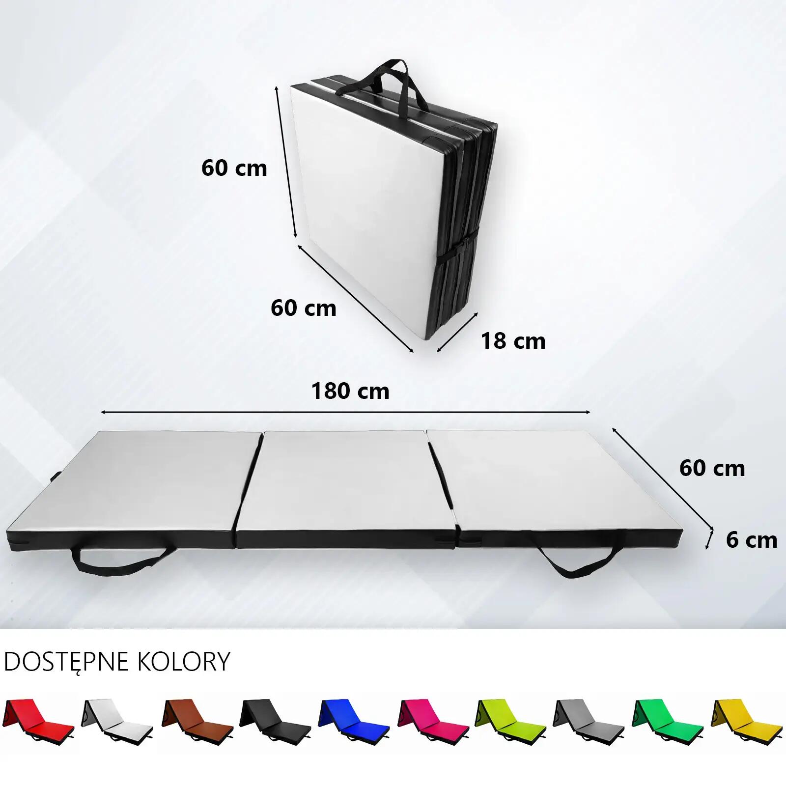 Materac gimnastyczny składany UNDERFIT 180 x 60 x 6 cm miękki biały 5/6