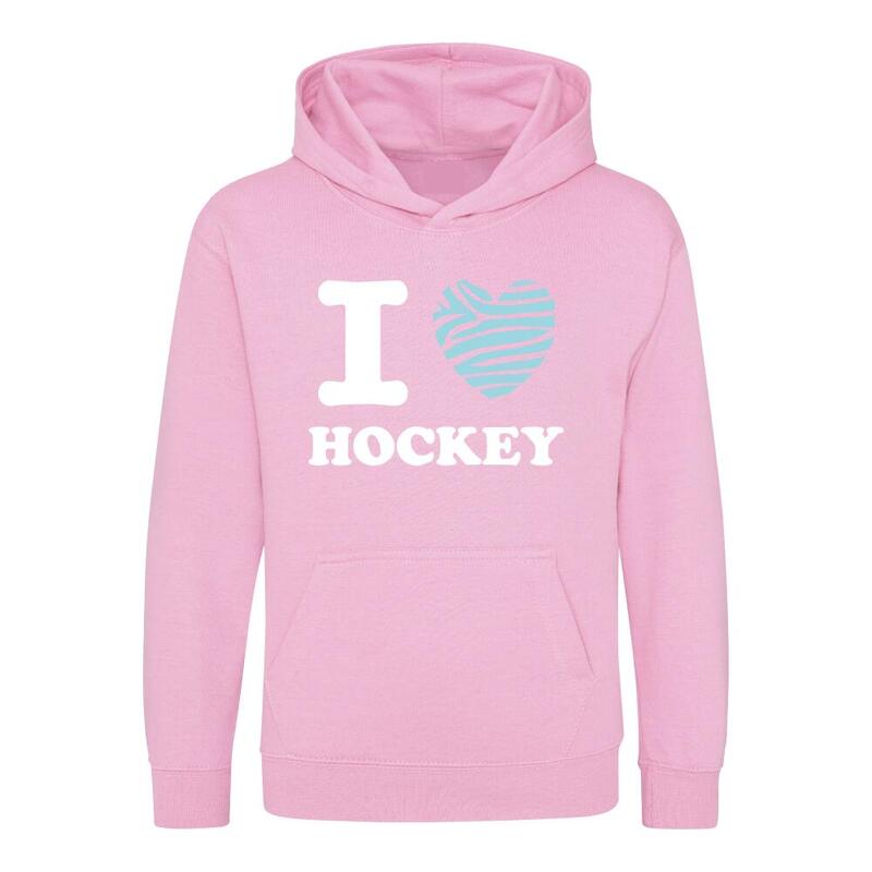 Hingly Hooded Sweater I love Hockey Zacht Roze Zebra Mint