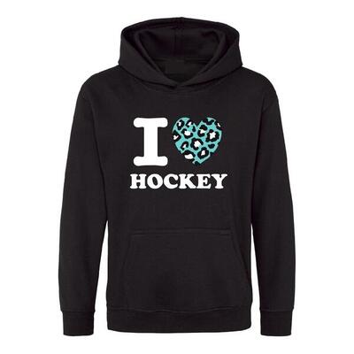 Hingly hooded sweater i love hockey panter mint