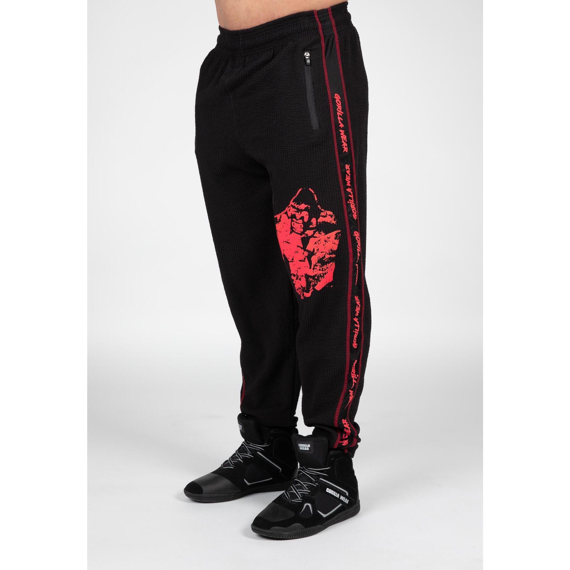 Pantal n Ch ndal Fitness Largo Hombre GORILLA WEAR Buffalo Negro Rojo