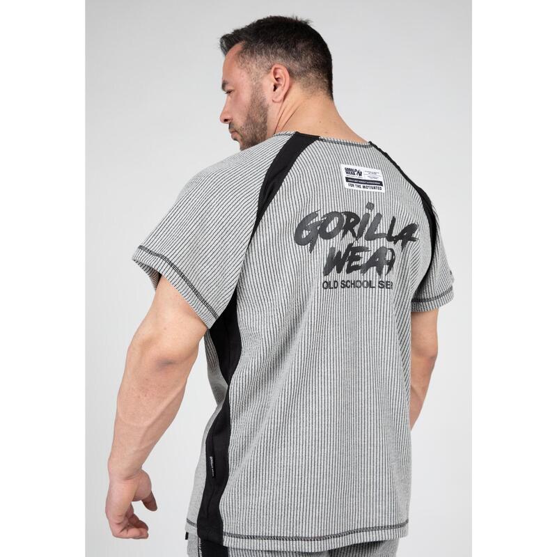 Camiseta Musculación Manga Corta Hombre GORILLA WEAR Agustine Old School Gris