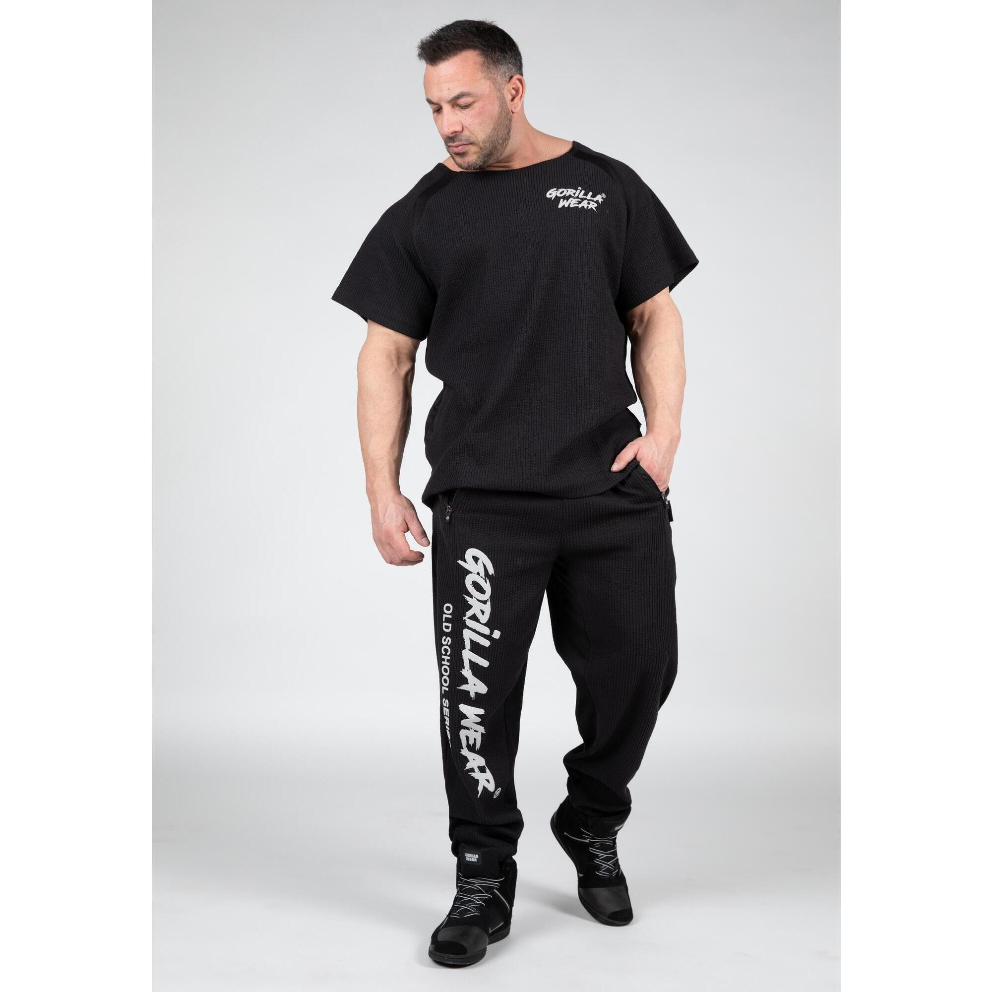 Pantalón Chándal Fitness Largo Hombre GORILLA WEAR Augustine OldSchool Negro 3/6