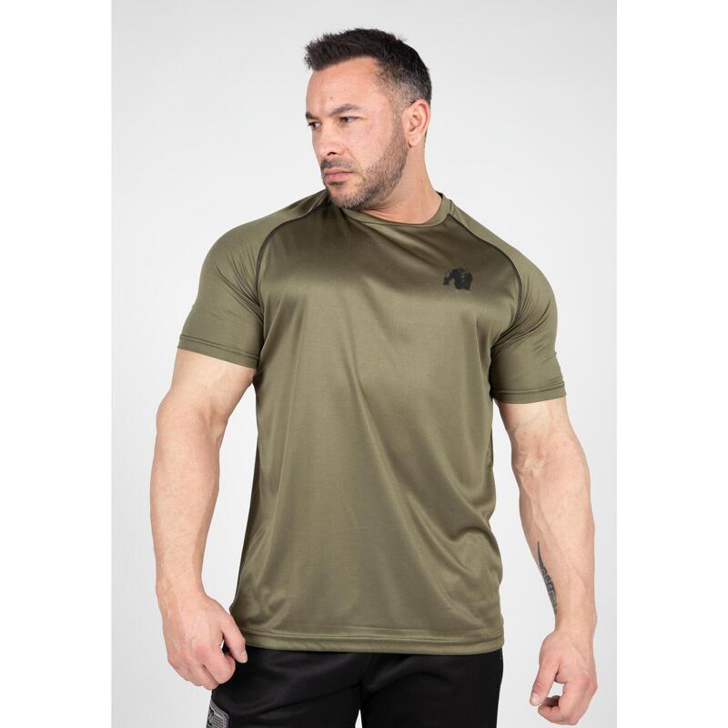 Camiseta Musculación Manga Corta Poliéster Hombre GORILLA WEAR Performance Verde