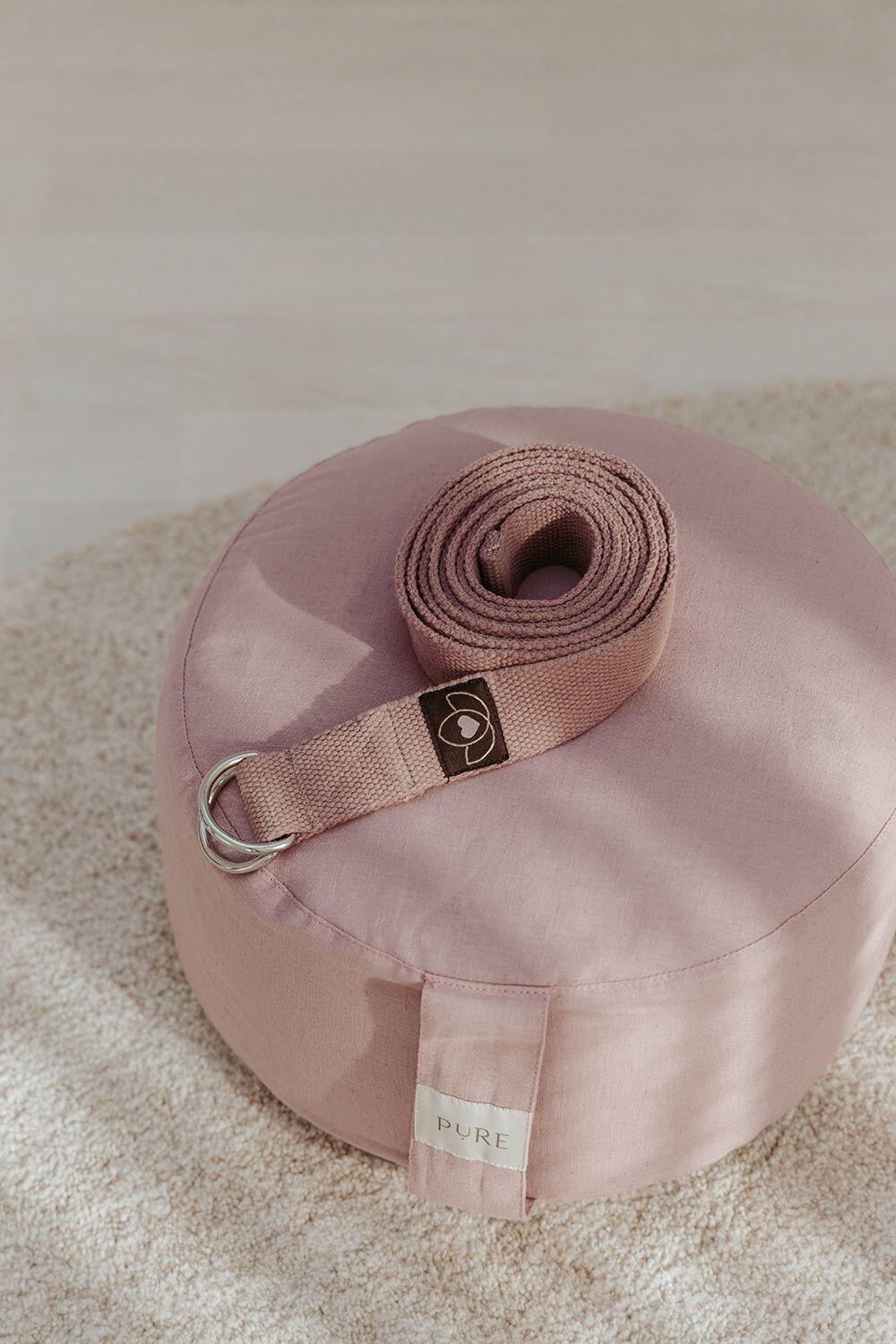 Meditatiekussen eco linnen oudroze rond - Pure 5/5