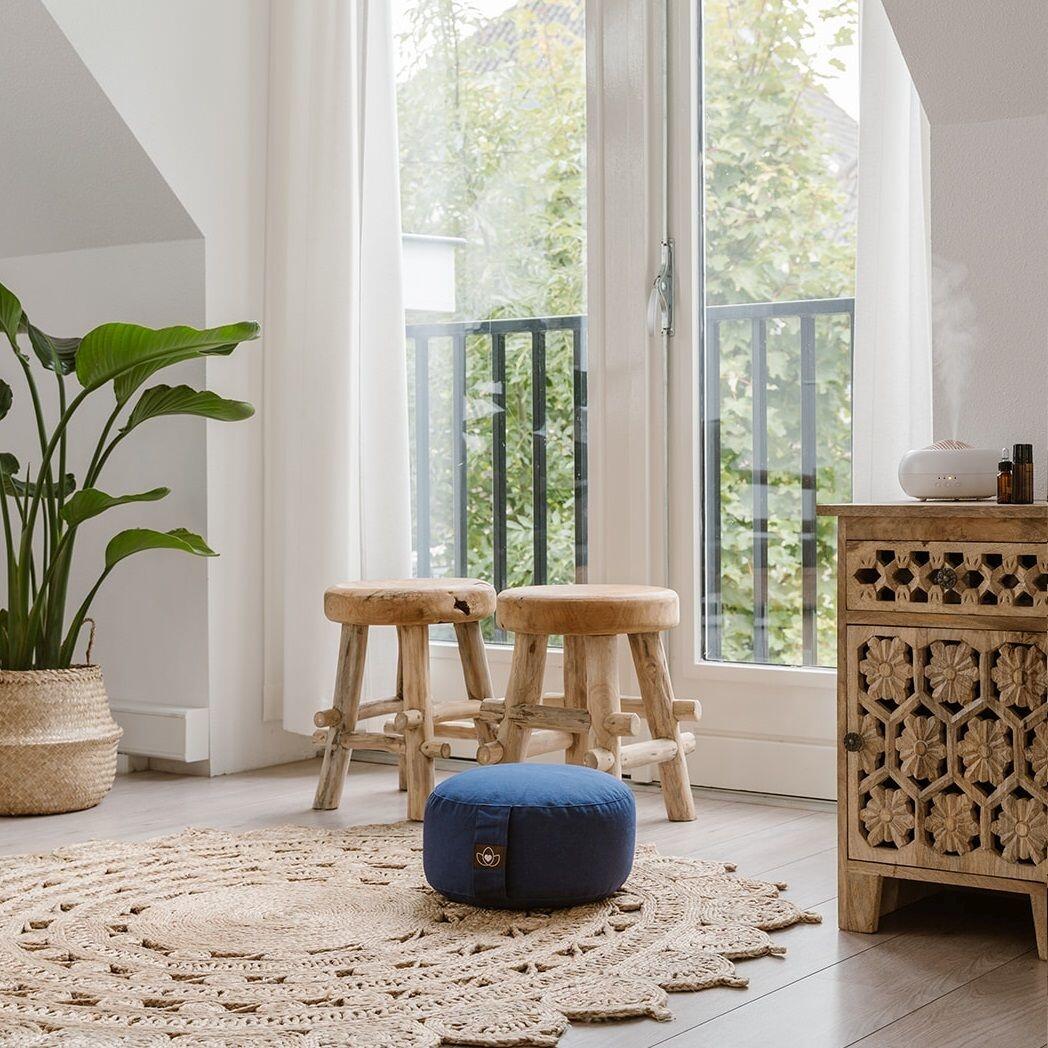 Lotus Meditatiekussen eco indigo rond 5/5