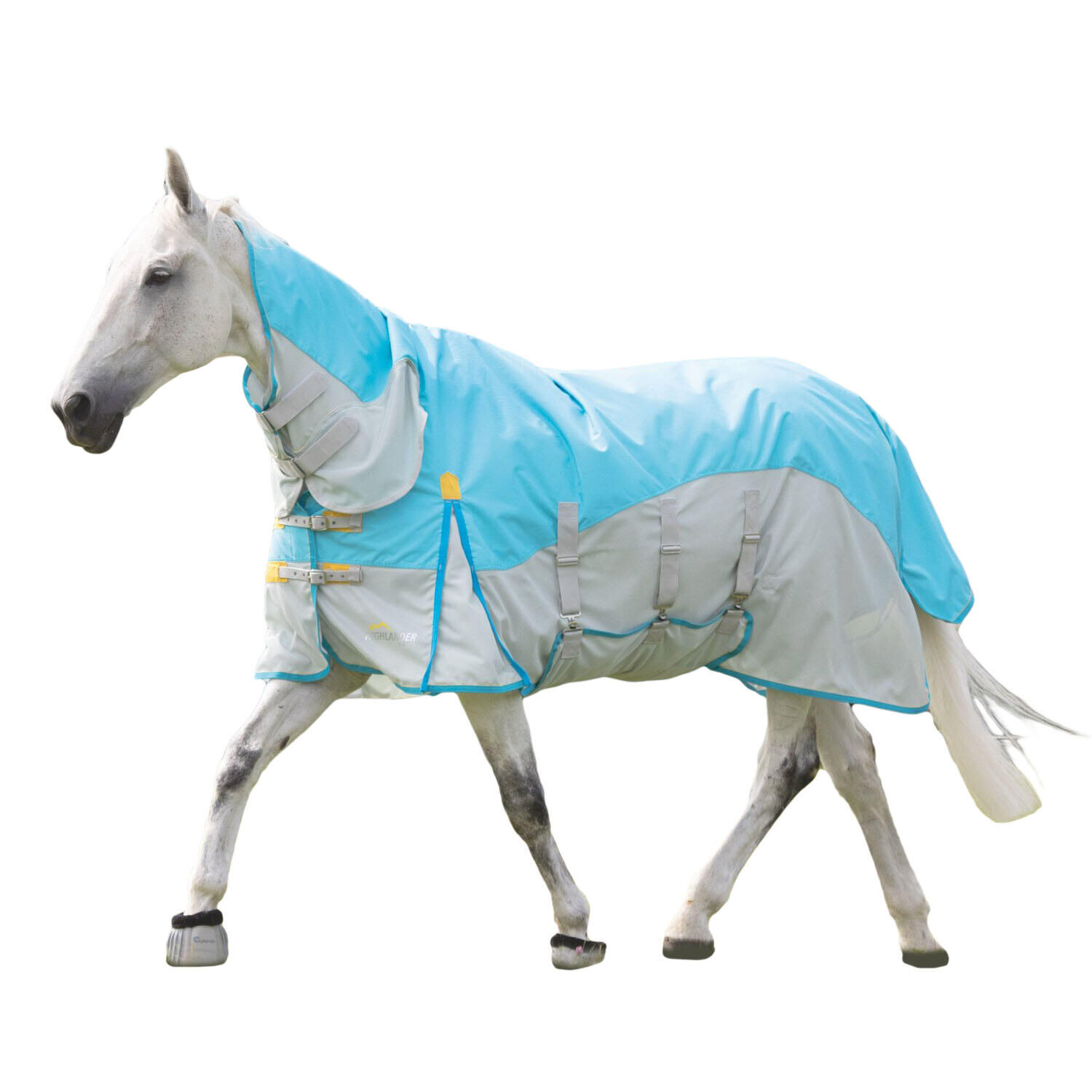 SHIRES Highlander Plus Waterproof Horse Fly Rug (Sky Blue/Light Grey)