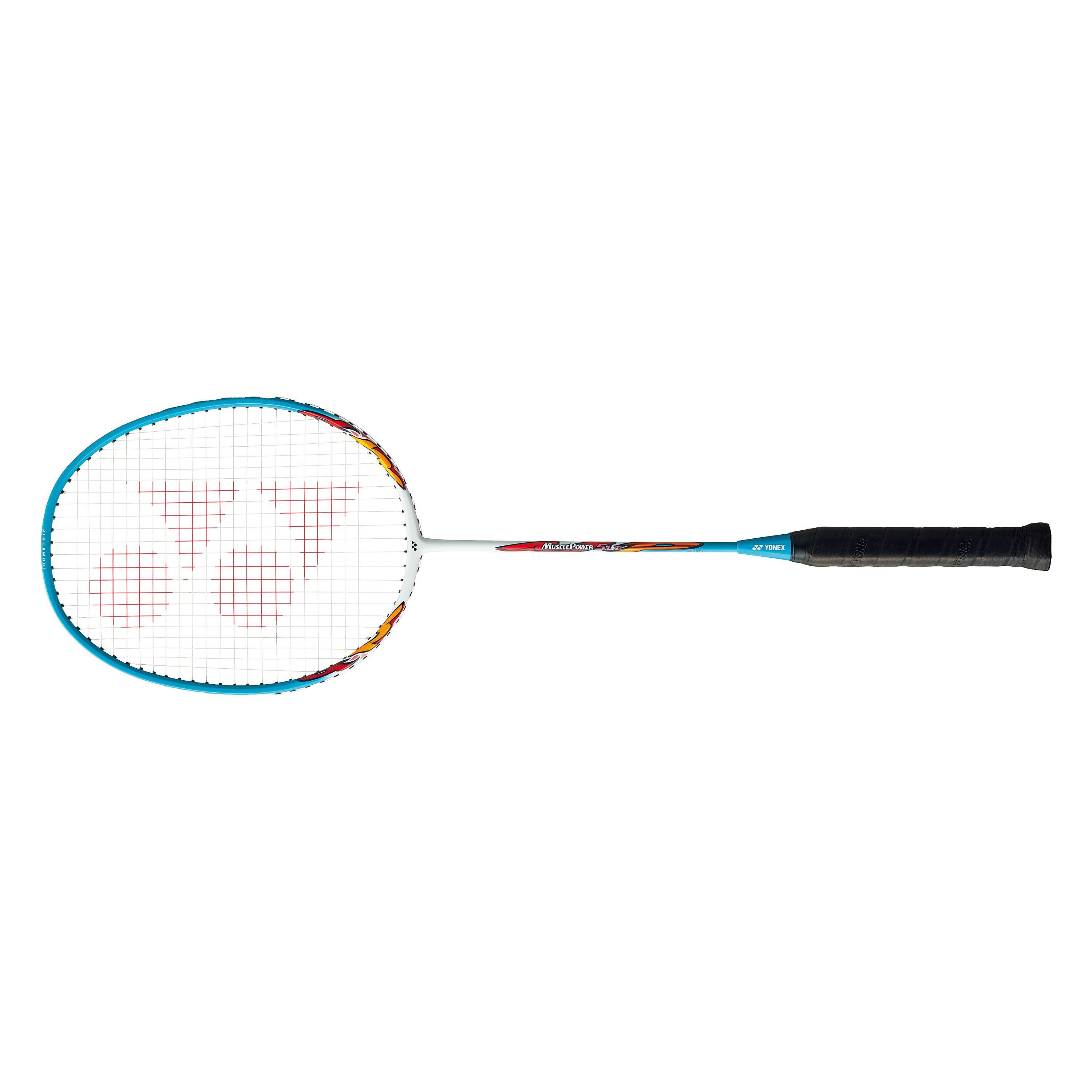 Badminton Racket MUSCLE POWER 5LT WHITE/TURQUOISE 2U/5Z (strung)