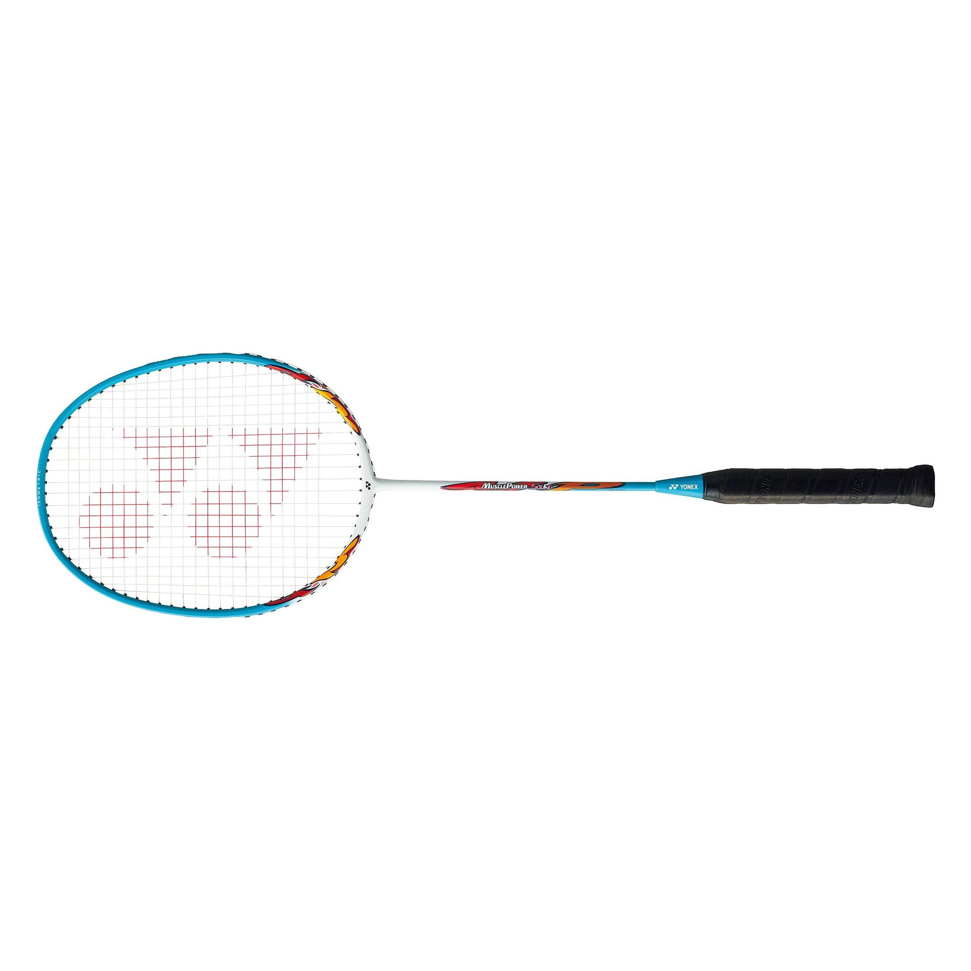 Badminton Racket MUSCLE POWER 5LT WHITE/TURQUOISE 2U/5Z (strung)