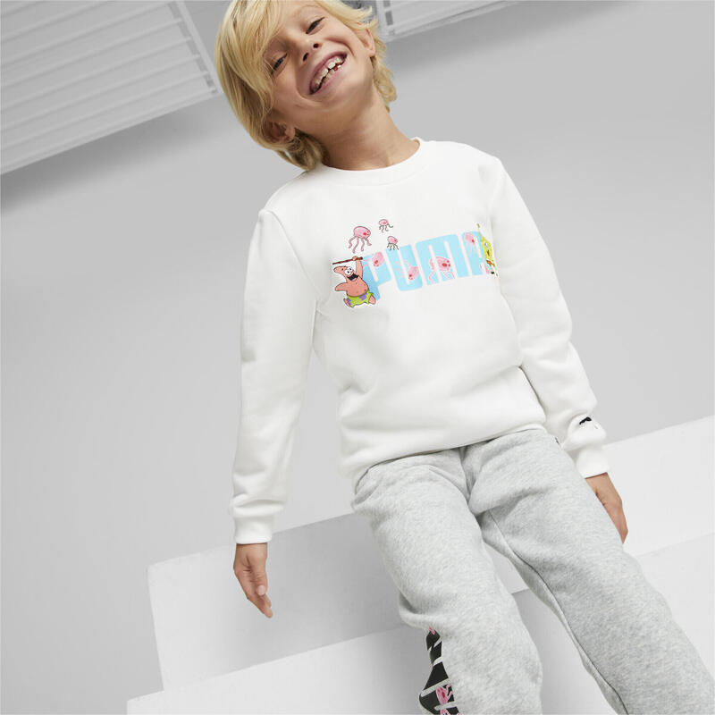 PUMA x SPONGEBOB sweatshirt met ronde hals voor kinderen PUMA White