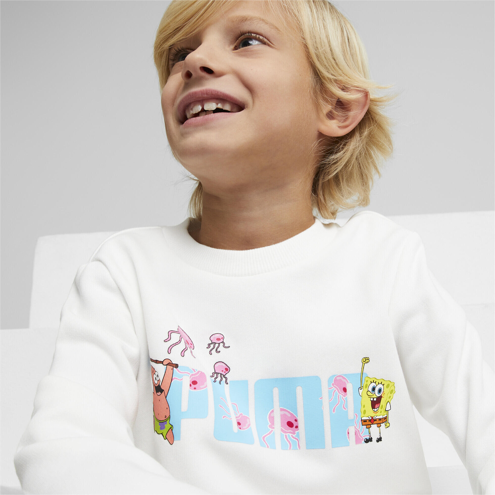 PUMA x SPONGEBOB sweatshirt met ronde hals voor kinderen PUMA White 3/6