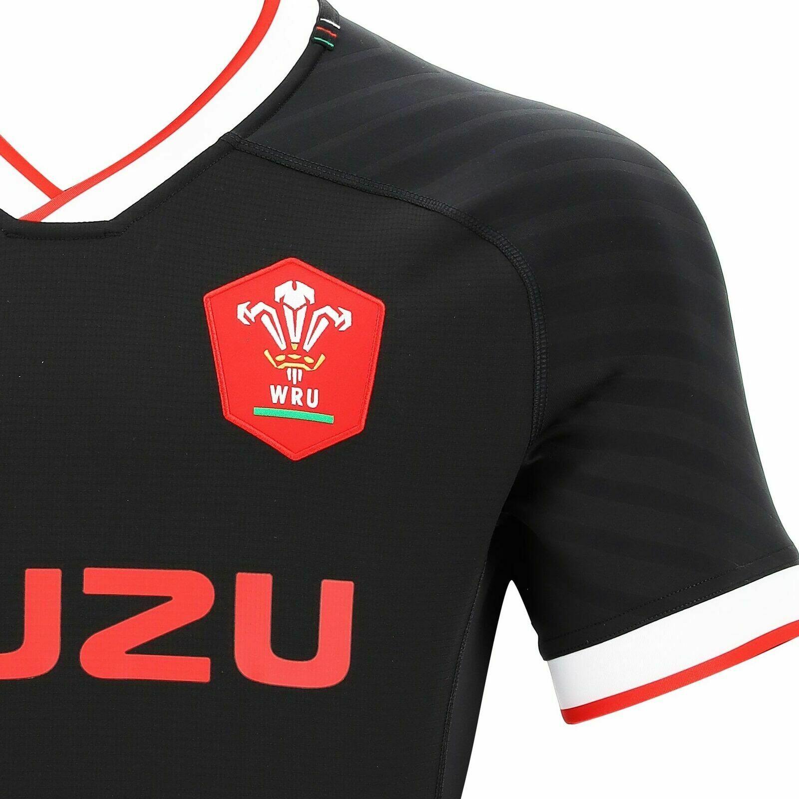 Macron Wales WRU Alternate Pro Authentic Rugby Shirt 58125552 Black 3/4