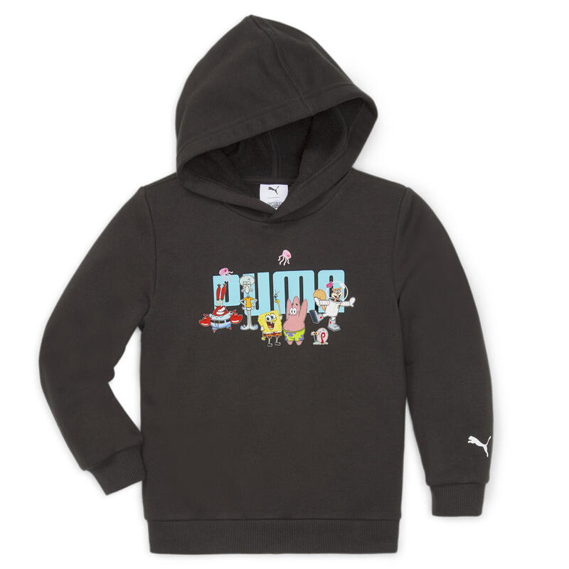 Pulóver Puma X Spongebob Hoodie Tr, Fekete, Gyerekek