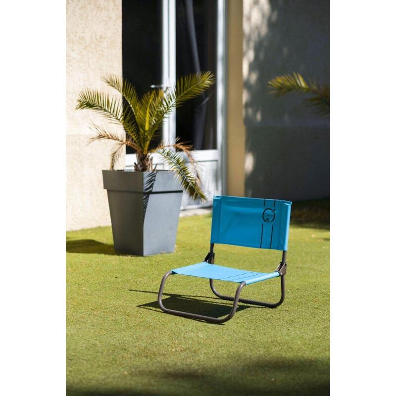 Strandstoel met rugleuning 1 vouw - Turquoise blauw