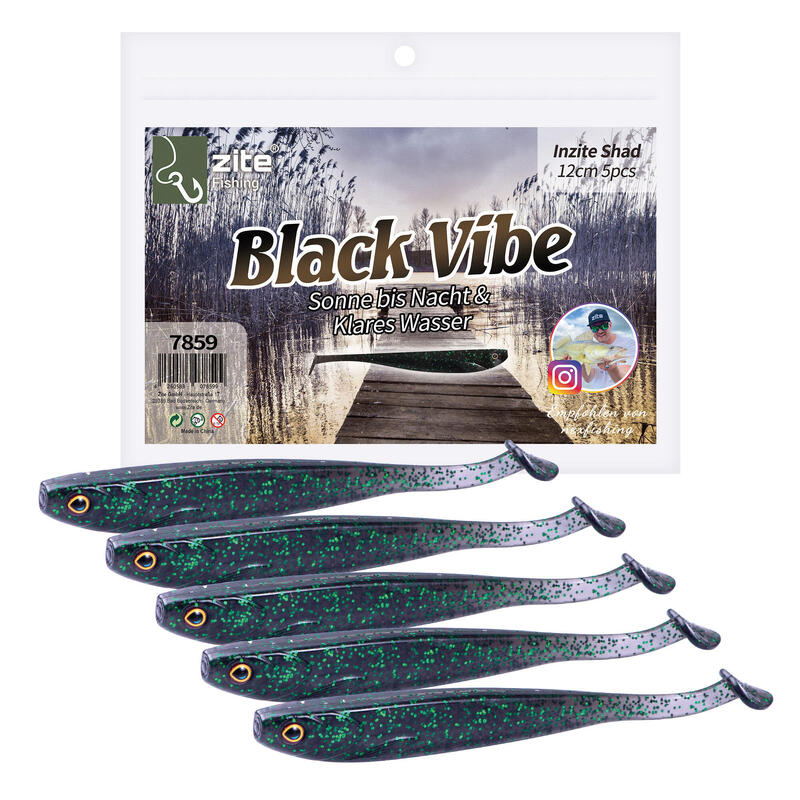 Gummifisch Zanderangeln 5 Stück Gummiköder Inzite Shad 12cm Black Vibe