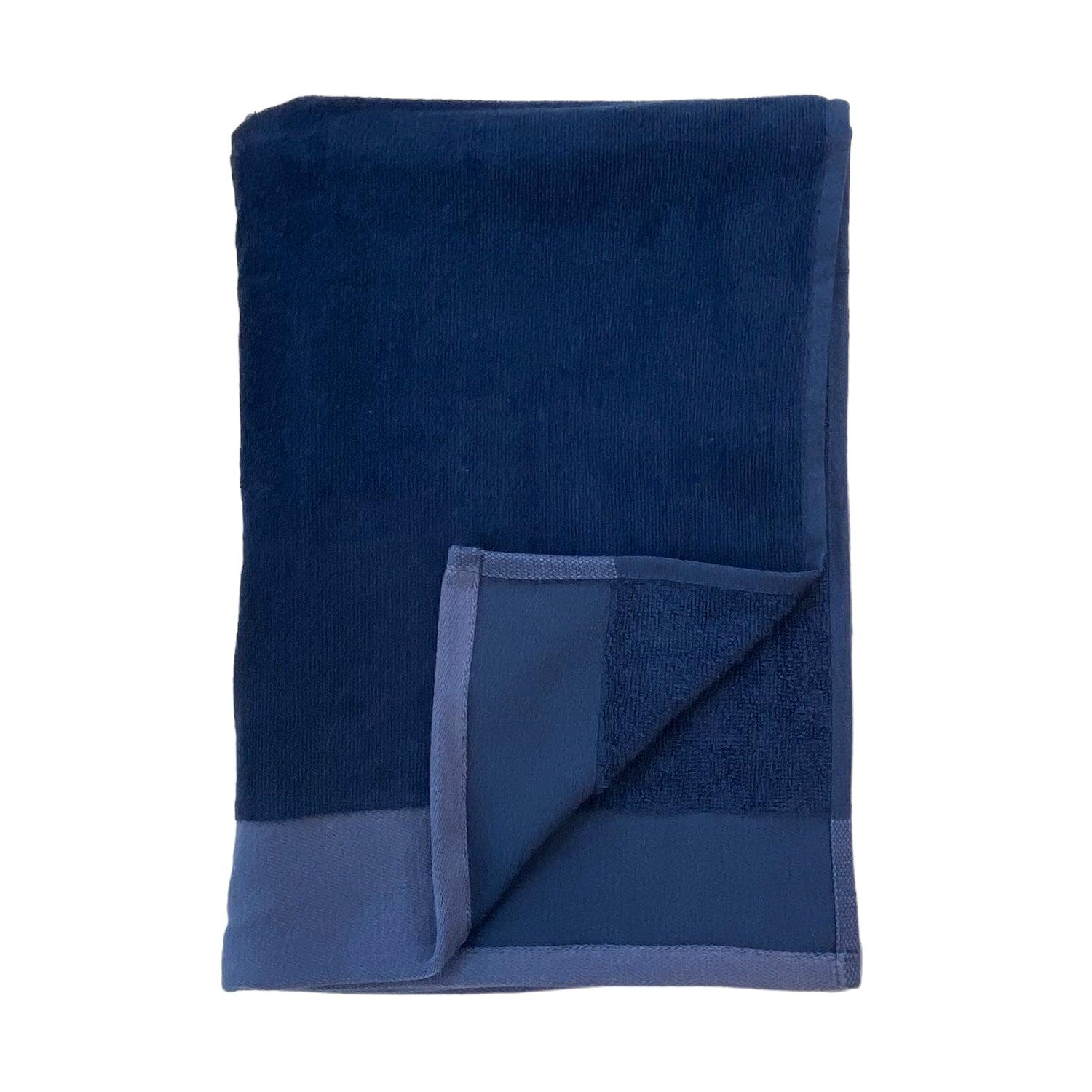Telo da bagno in velluto tinta unita Shady blu navy 140x180 370g/m2 3/4