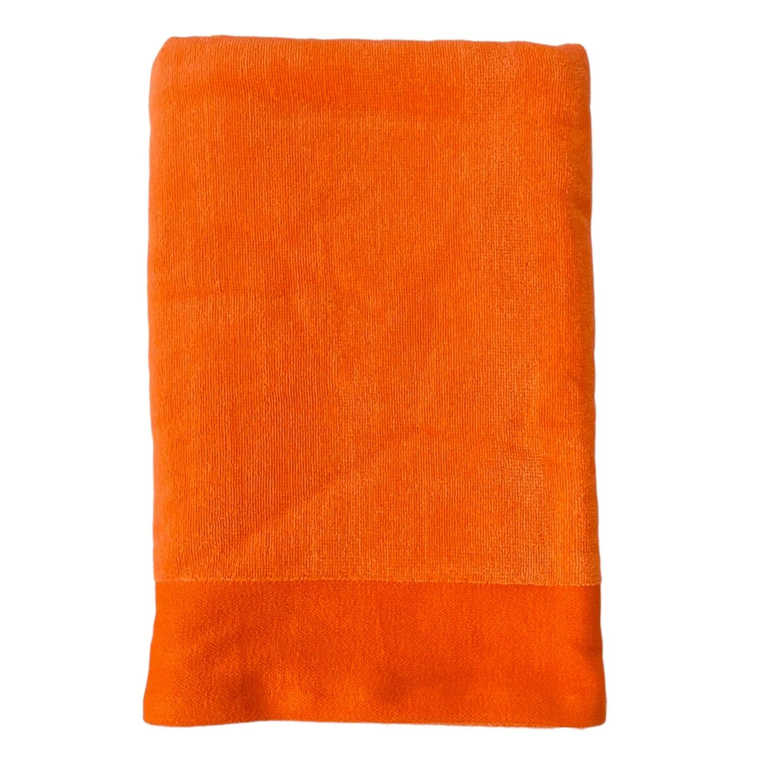 Le Comptoir De La Plage - Serviette De Bain Éponge Velours Unie Shady Nectarine 90x160 370g/m² - Serviette - Orange - 42 M/l - Decathlon