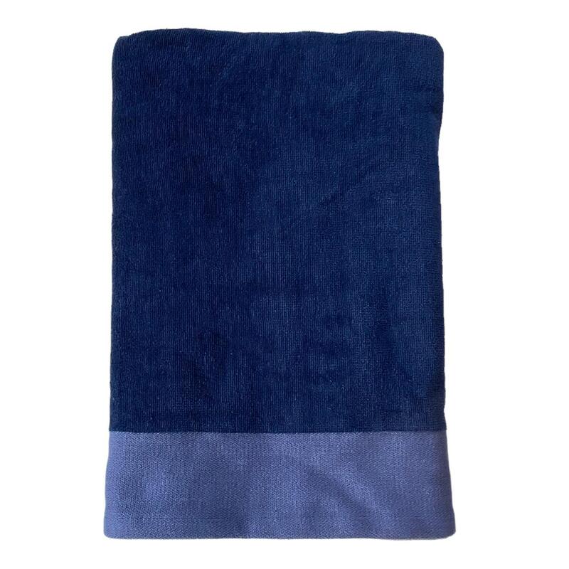 Serviette de bain éponge velours unie Shady Bleu marine 140x180 370g/m²