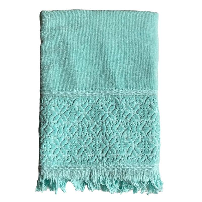 Handdoek fluweel Romance Aqua 90x170 460g/m², effen