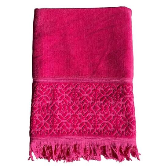 Serviette de bain éponge velours unie - Romance Fuchsia - 90x170cm - 460g/m²