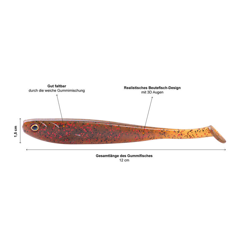 Gummifisch Zanderangeln 5 Stück Gummiköder Inzite Shad 12cm Liquid Oil