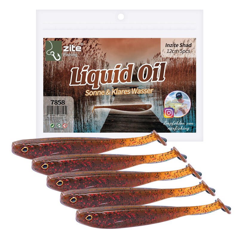 Gummifisch Zanderangeln 5 Stück Gummiköder Inzite Shad 12cm Liquid Oil