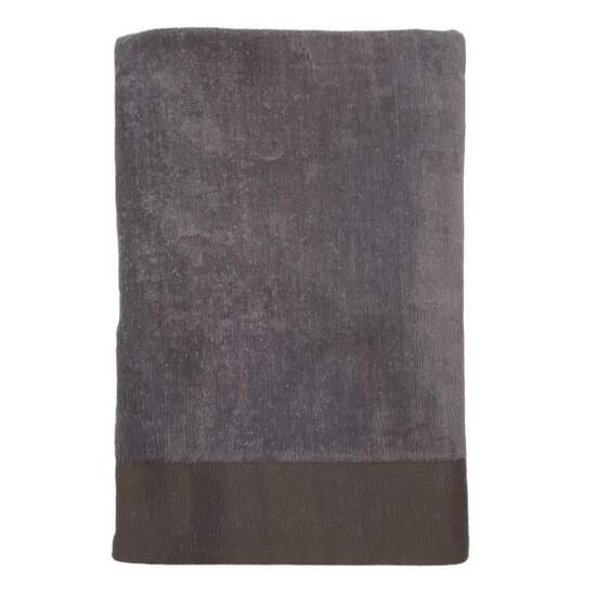 Serviette de bain éponge velours unie Shady Gris 90x160 370g/m²