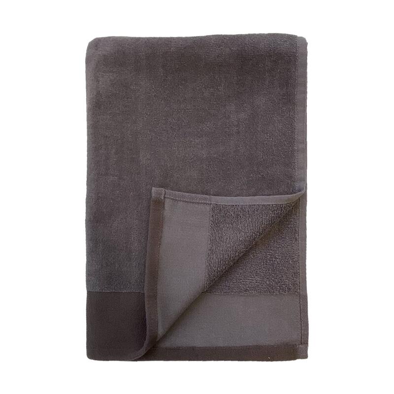 Serviette de bain éponge velours unie Shady Grey 140x180 370g/m²