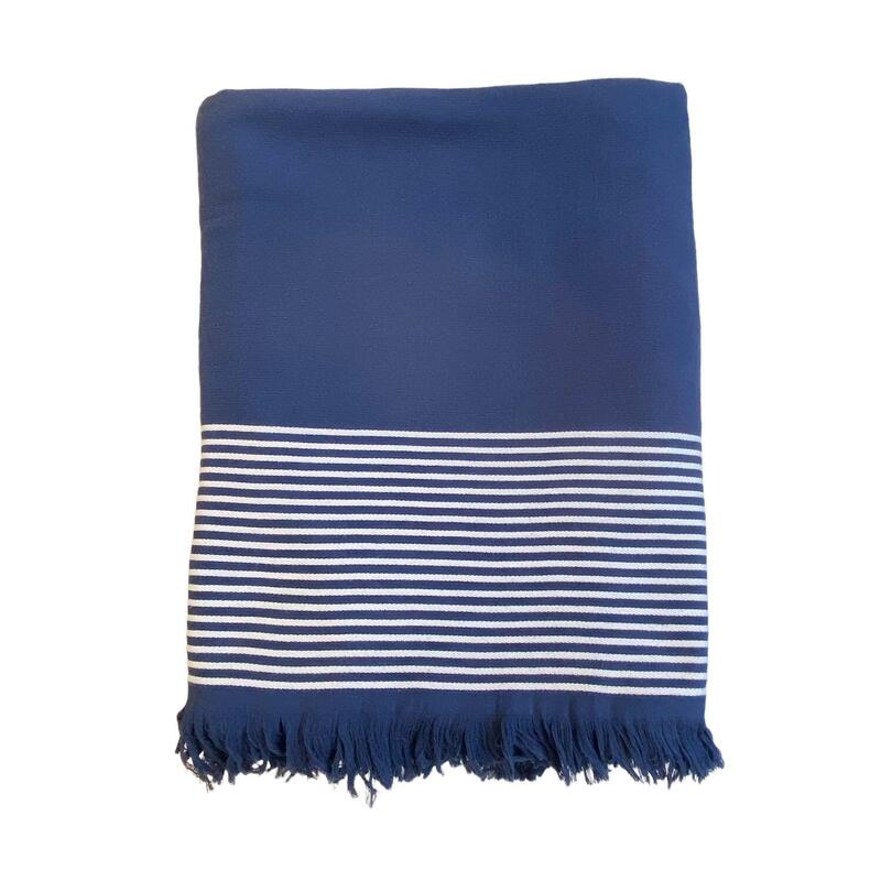 Fouta doublée éponge Paski Navy 140x180 300g/m²