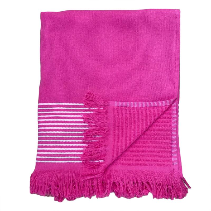 Paski Fuchsia toalha forrada com tecido felpudo 140x180 300g/m²