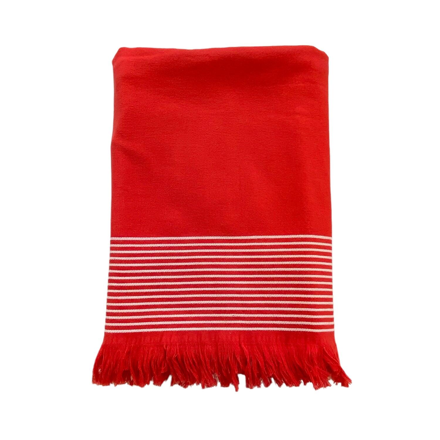 LE COMPTOIR DE LA PLAGE Paski Asciugamano foderato in spugna rossa 90x170 300g/m²