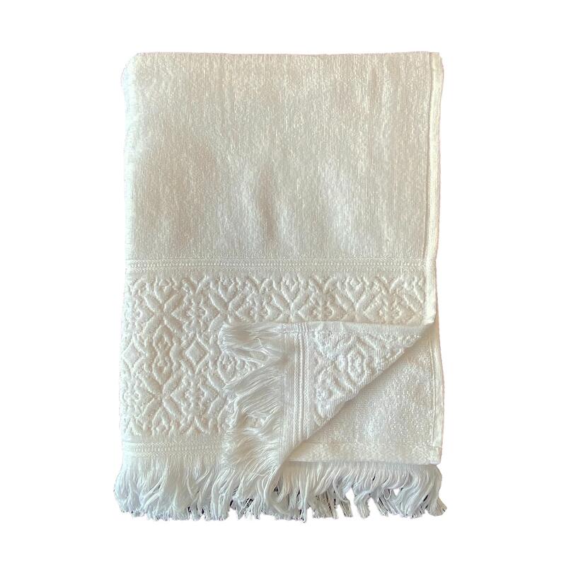 Serviette de bain éponge velours unie Romance Blanc 90x170 460g/m²