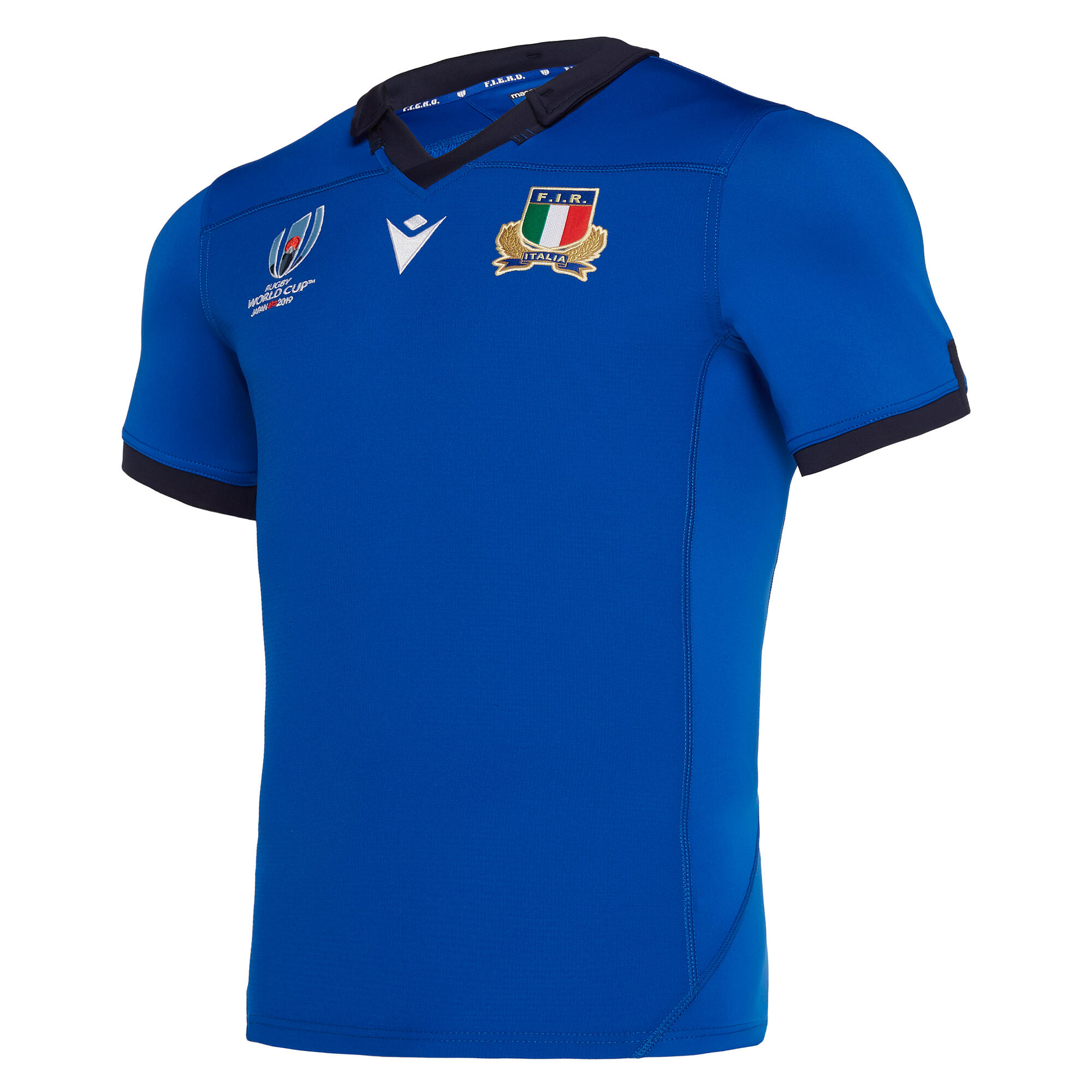 MACRON Macron Italy Mens Rugby World Cup Home Authentic Pro Rugby Shirt 58100162 Blue