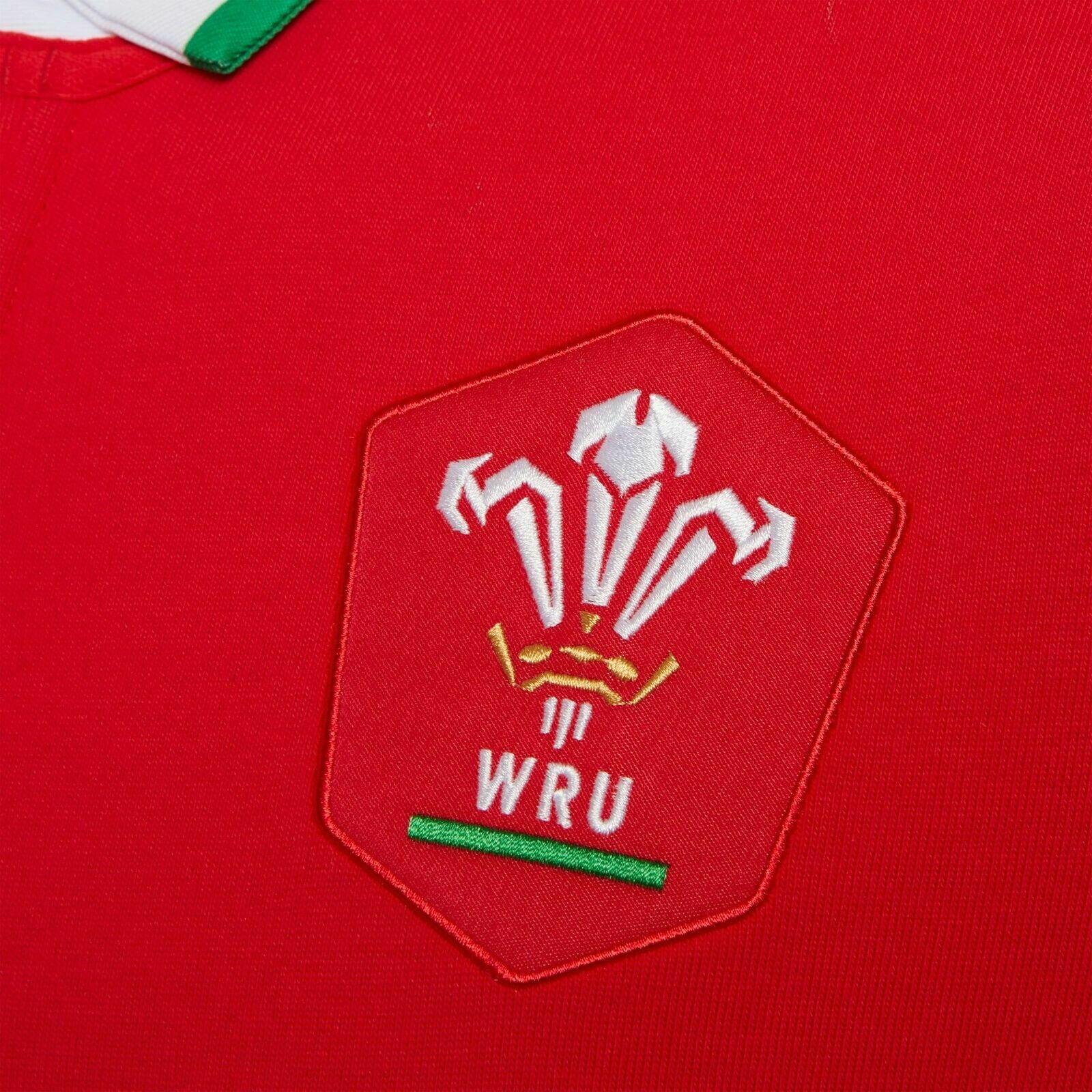 Macron Wales WRU Mens Home Cotton Rugby Shirt 58125445 Red 3/4