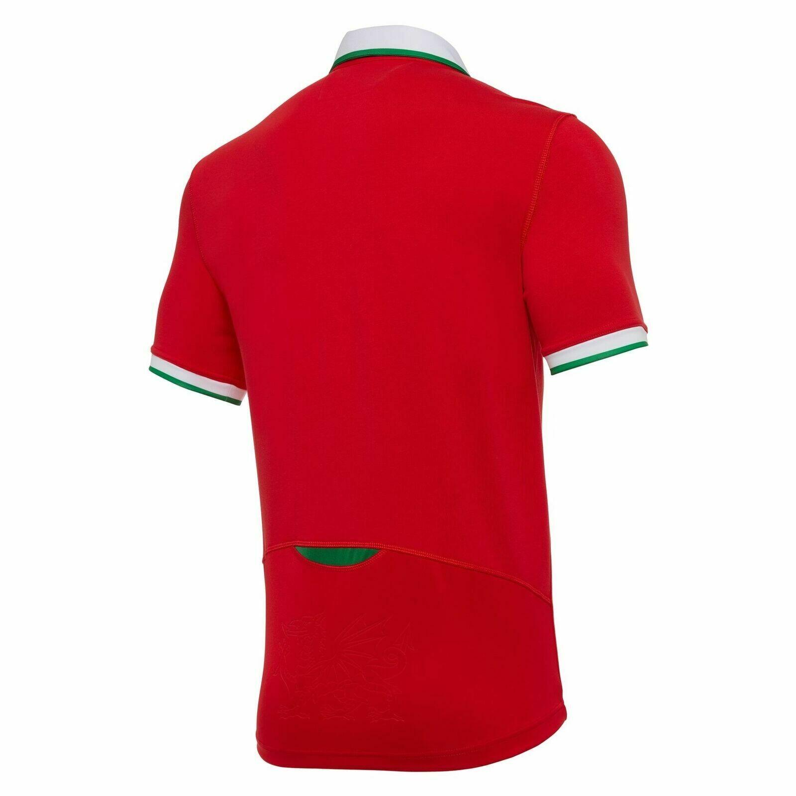 Macron Wales WRU Mens Home Cotton Rugby Shirt 58125445 Red 2/4